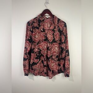 Maurices Red and Black Paisley Blouse